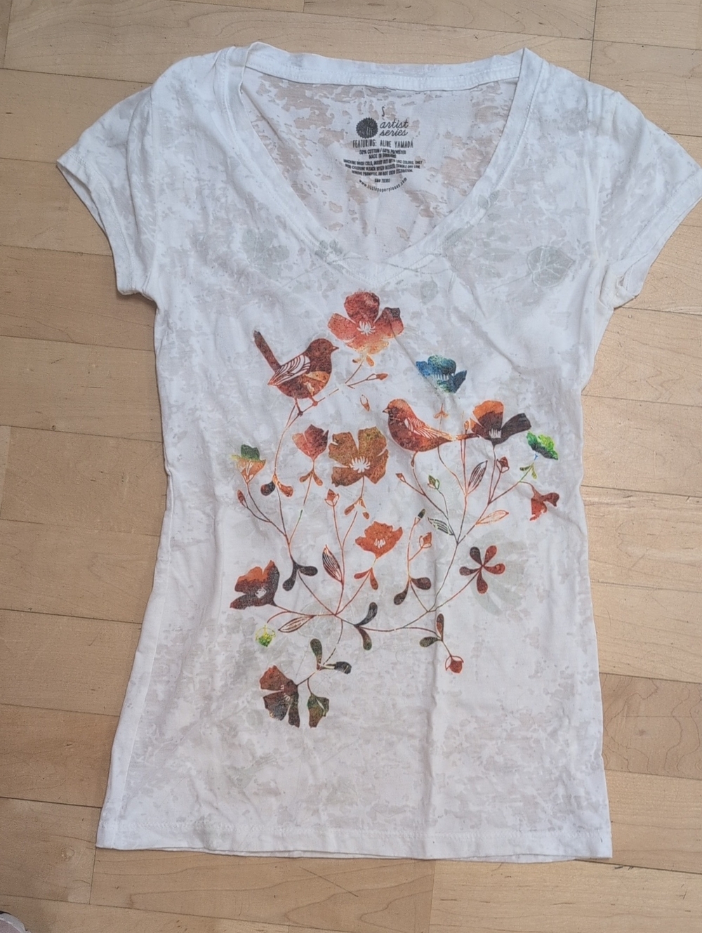 Little Paper People Artist Series Floral Bird Graphic Short Size S